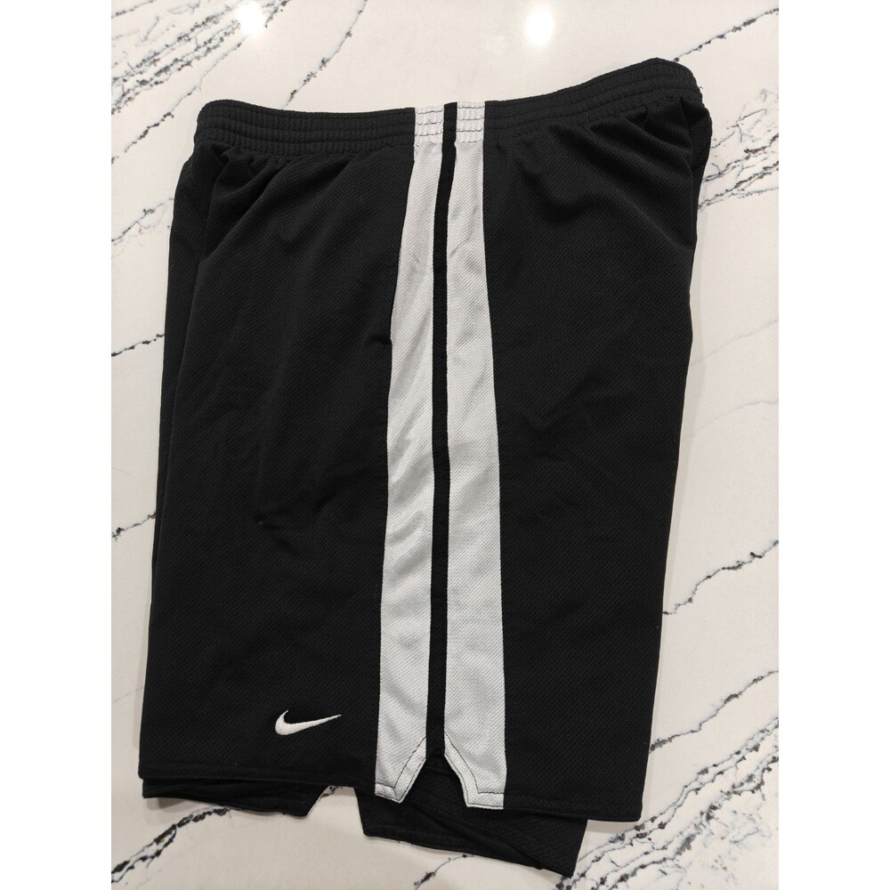 Vintage Y2K Baggy Nike Basketball Shorts Black White 2XL Two Tone Embroidered